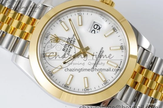 1:1 Polished SS DateJust Bezel 41 Dial Steel Edition on KING Bracelet White Jubilee VR3235 904L Best YG 0306